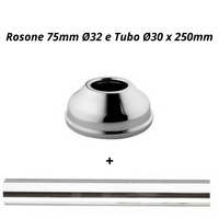Kit tubo liscio cromato diametro 30 250mm rosone ottone 75 mm diametro 30