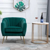 Poltrona da Salotto Imbottita con Braccioli e Schienale, Design Moderno, Gambe in Metallo, 71x72x73 cm, Verde