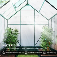 Serra da Giardino in Policarbonato e Alluminio con Finestre e Base Inclusa, 190x190x220 cm