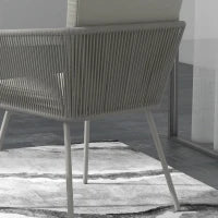 Set da Esterno con Tavolino in Vetro e 2 Sedie da Giardino in Rattan Stile Boho, Grigio Chiaro