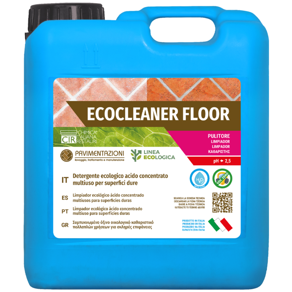 Detergente ecologico sporco ostinato residui posa superfici dure ecocleaner floor *** formato 5 lt, confezione 1