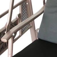 Dondolo da Giardino 3 Posti, Tetto con Inclinazione Regolabile, Cuscini, Vassoi Retrattili, Poliestere Filato, Nero