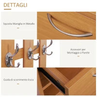 Set Mobili Ingresso Moderno con Scarpiera e Specchio, Appendiabiti da Ingresso con 6 Ganci, 2 Ripiani Regolabili e Cassetti in Legno per Corridoio, 90x24x177 cm, Legno