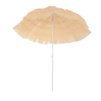 Ombrellone da Spiaggia a 8 Stecche con Palo Inclinabile, in Poliestere e Metallo, 1.6x2 m, Beige