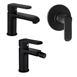 Tris rubinetti miscelatori bidet lavabo doccia ad incasso linea puma nero opaco