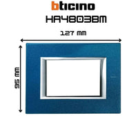 Bticino axolute placca rettangolare 3 moduli blu meissen in metallo
