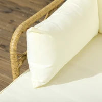 Salotto da Giardino in Rattan PE con Chaise Longue, Divano 2 Posti e Tavolino, Crema