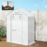Serra da giardino con 1 porta 1 finestra 3 livelli per Verdure Piante Fiori Tela PE 143 x 74 x 190 cm bianco