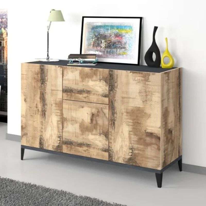 Credenza madia 120x40cm ingresso soggiorno 3 ante cassetto Rachel Report