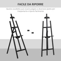 Cavalletto Pittura, 135 cm Cavalletto Treppiede per Dipingere su Tela, Cavalletto in Legno di Pino Regolabile, Portatile e Pieghevole con Pennello per Studio, Artisti e Pittori, Nero