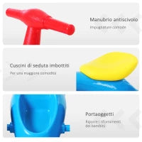 Bicicletta Equilibrio Senza Pedali Giochi con 4 Ruote per Bambini da 18-36 Mesi Blu e Rosso 57cm x 33.5cm x 42.5cm