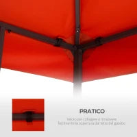 Copertura per Gazebo 3x3 m a 2 Livelli in Poliestere Resistente con 8 Fori di Drenaggio, Rosso Ruggine