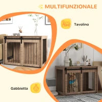 Casetta per Cani Grandi con Porta Scorrevole per Interno in Legno, 98x58x61cm, Marrone