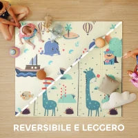 Tappeto per Bambini 0-6 Anni a Tema Animali con Superficie Impermeabile in XPE Multicolore, 196x176x1.5 cm