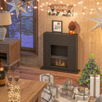 Camino Bioetanolo da Terra con Bruciatore da 0.9L Durata 3 Ore, Area Riscaldata 20-25 m², 73x20x75cm, Nero