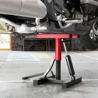 Cavalletto Alzamoto in Acciaio Capacità 150kg, Altezza Regolabile e Piano Antiscivolo, Rosso