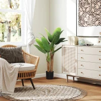 Pianta Artificiale di Banano Alta 120 cm con Vaso Incluso per Interni, Verde