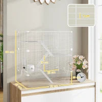 Gabbia per Roditori Multilivello con Accessori Inclusi, in Acciaio, PET e PS, 73x47x80 cm, Bianco