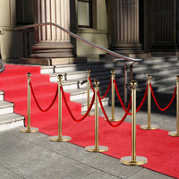 Easycomfort Transenne Elimina Separacode Paletti di Delimitazione con Corde Rosso Acciaio Inox Ф32 x 95CM Oro