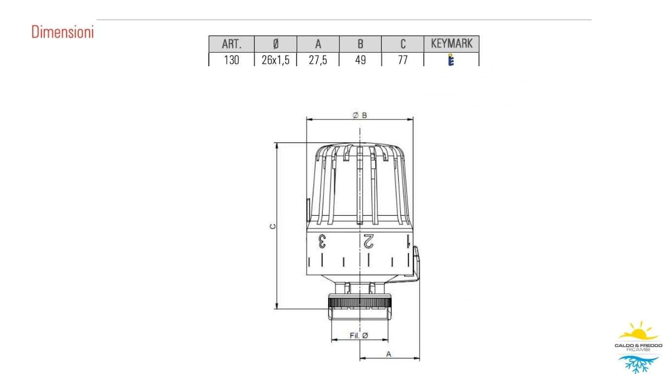 Testa termostatica con sensore liquido Pintossi 