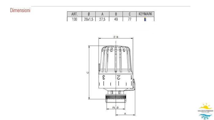 Testa termostatica con sensore liquido Pintossi 