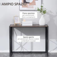 Tavolo Consolle da Ingresso Stile Industriale Pieghevole in Legno e Metallo, 100x38x80cm, Marrone