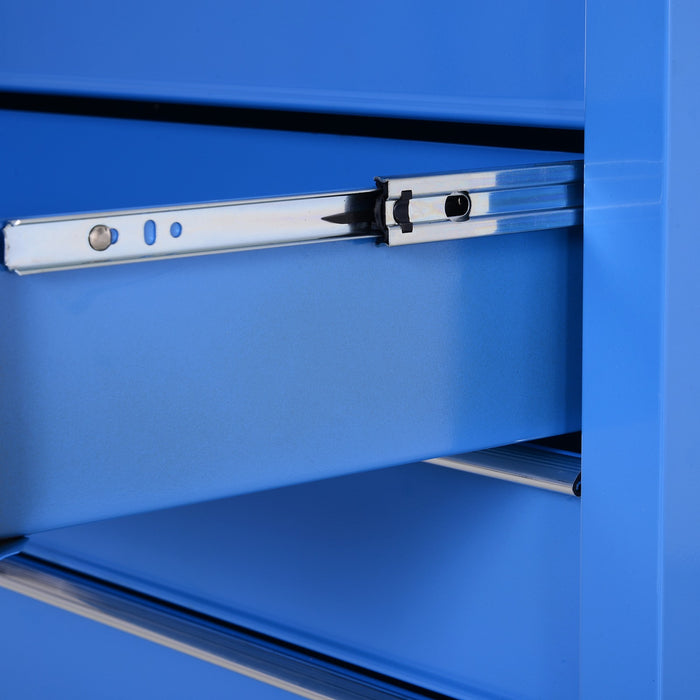 EasyComfort Carrello da Officina a 5 Cassetti con Ruote in Metallo Blu, 67.5x 33 x 77cm