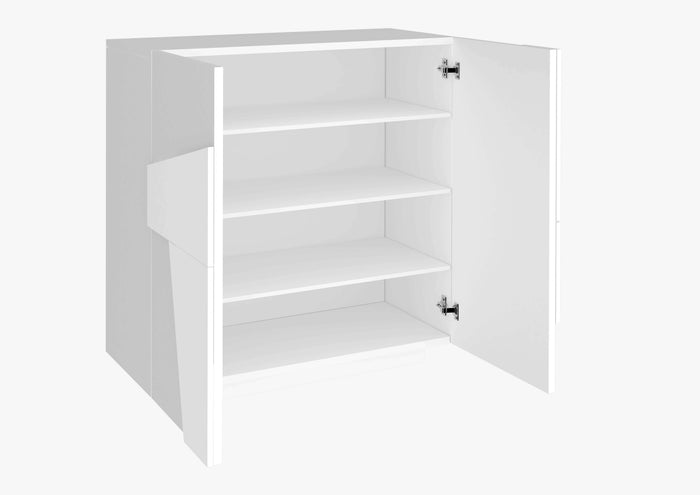 Scarpiera 2 ante L 81.2 x H 86 x P 39.2 cm 16 paia, colore bianco