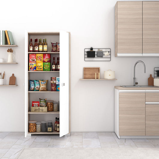 armadio 2 ante Clara Olmo/Bianco dispensa cucina multiuso lavanderia spogliatoio 75x35x180H con ripiani