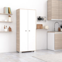 armadio 2 ante Clara Olmo/Bianco dispensa cucina multiuso lavanderia spogliatoio 75x35x180H con ripiani