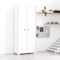 armadio 2 ante Sonia portascope multiuso lavanderia spogliatoio 75x35x180H - Biancoluna