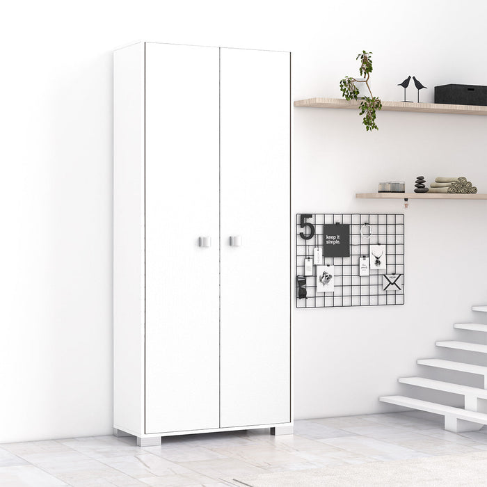 armadio 2 ante Sonia portascope multiuso lavanderia spogliatoio 75x35x180H - Biancoluna