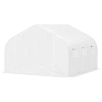 Serra per Orto a Tunnel con 6 Finestre e Porta Avvolgibile, Serra da Giardino a Tunnel in PE con Tubi in Metallo, per Piante e Frutto, 4.5x3m, Bianco