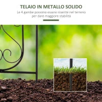 Portapiante Verticale Pieghevole con 5 Vasi da Esterno in Metallo, 82x12.5x150cm, Nero