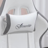 Sedia gaming sedia da gaming ergonomica con schienale reclinabile a 135° e supporto lombare, 65 x 65 x 121-129 cm bianco