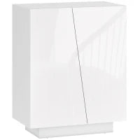 Mobiletto Multiuso in Truciolato Bianco a 3 Livelli con Ripiano Regolabile su 3 Livelli, 70x40x88 cm