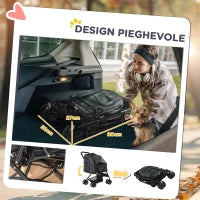 Passeggino per Cani Piccoli Pieghevole con Maniglione Girevole e Cestino Portaoggetti, 76.5x52x95 cm, Grigio