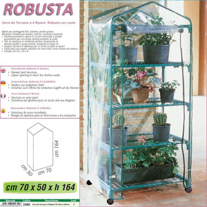 Serra da giardino a 4 ripiani con ruote