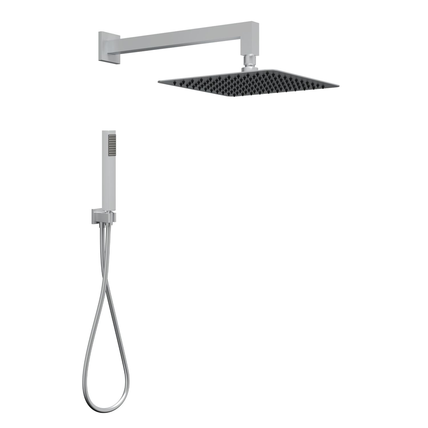 Set per doccia soffione quadro in acciaio inox 25x25 centimetri effetto spazzolato *** confezione 1