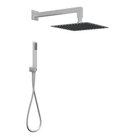 Set per doccia soffione quadro in acciaio inox 25x25 centimetri effetto spazzolato *** confezione 1