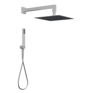 Set per doccia soffione quadro in acciaio inox 25x25 centimetri effetto spazzolato *** confezione 1