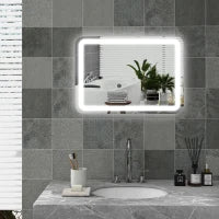 Specchio Bagno con Interruttore Touch, Luce LED a 3 Temperature e Antiappannamento, 70x50cm