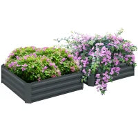 Set di 2 orti quadrati da giardino dim. 100L x 100l x 30H cm - lamiera ondulata verde