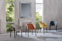 E-STYLO Sedia da pranzo in tessuto grigio scuro con gambe in metallo nero, 58cm X 56cm H. 79cm.