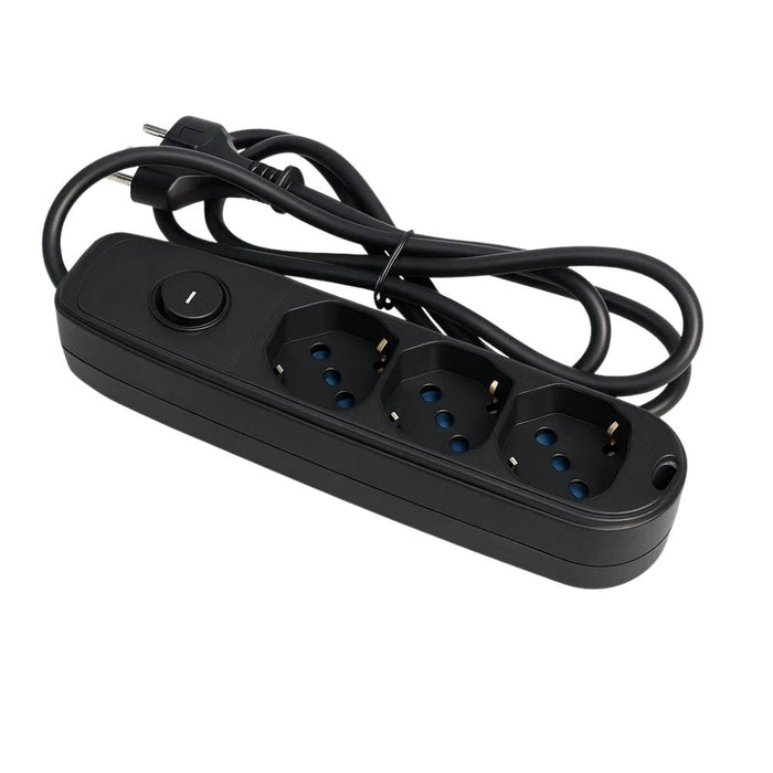 Ecova 30096x multipresa 3 uscite universali nera con cavo 1,5m e interruttore