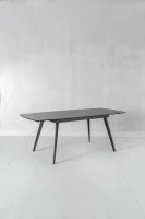 E-STYLO Tavolo allungabile con top in ceramica grigio antracite opaco e vetro temperato, struttura in metallo antracite, 90cm X 140/170/200cm H. 76cm.