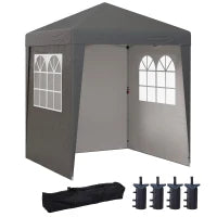Gazebo Barnum da Giardino Pop-Up Pieghevole Regolabile in Altezza, Protezione UV 30+, 3 Pareti Laterali, Grigio