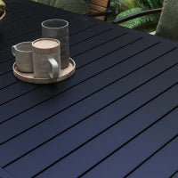 Tavolo da Giardino Espandibile Rettangolare per 6-8 Persone, in Alluminio, 180/240L x 94l x 73H cm, Nero