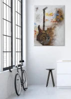 Dipinto Su Tela Guitar Art Cm 90X3.5X120