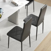 Set di 2 Sedie da Pranzo Moderne con Schienale Alto in Finta Pelle e Acciaio, 41x50x97 cm, Nero